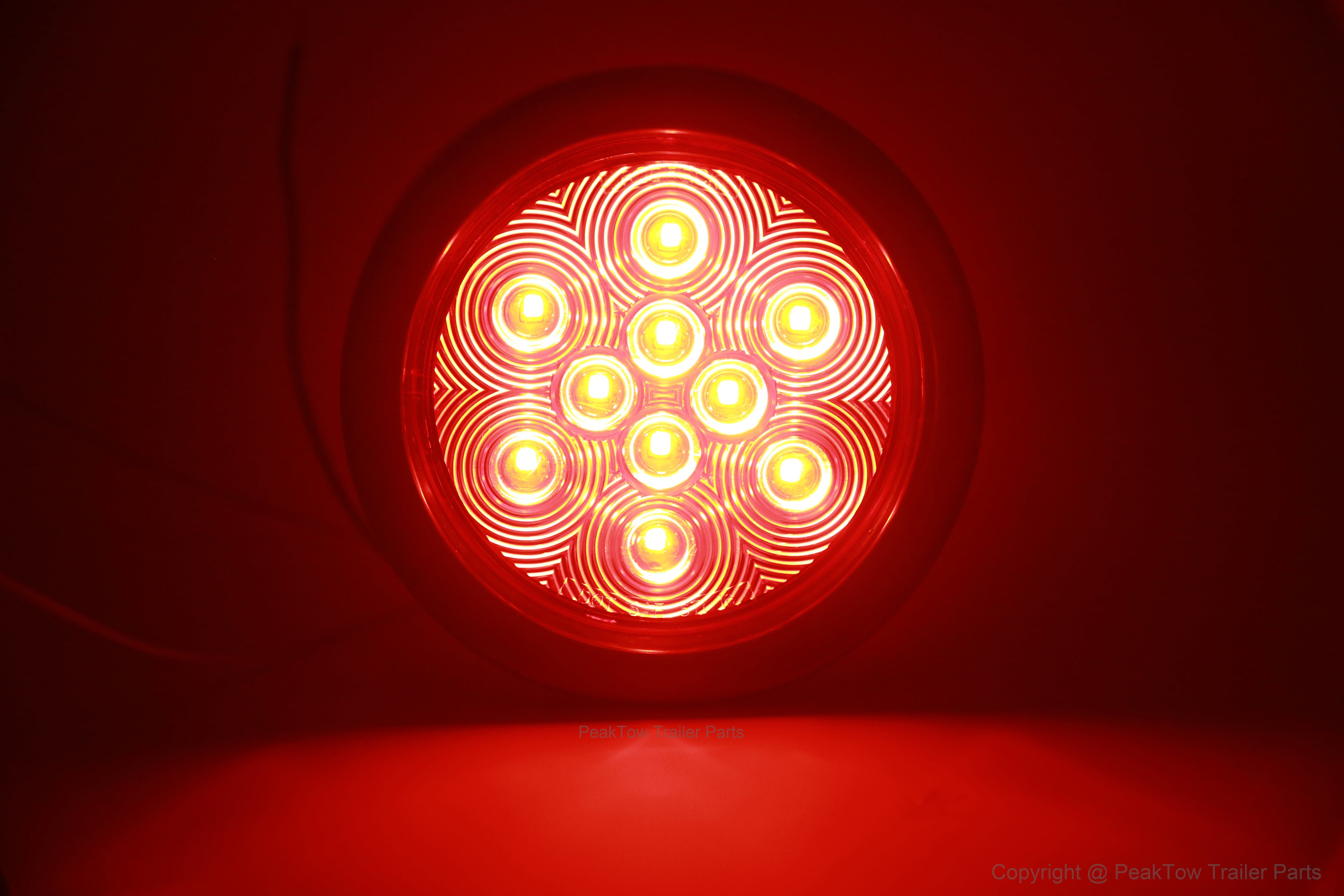4" Red Round LED Trailer Lights – Submersible, Grommets Mount (Pair)