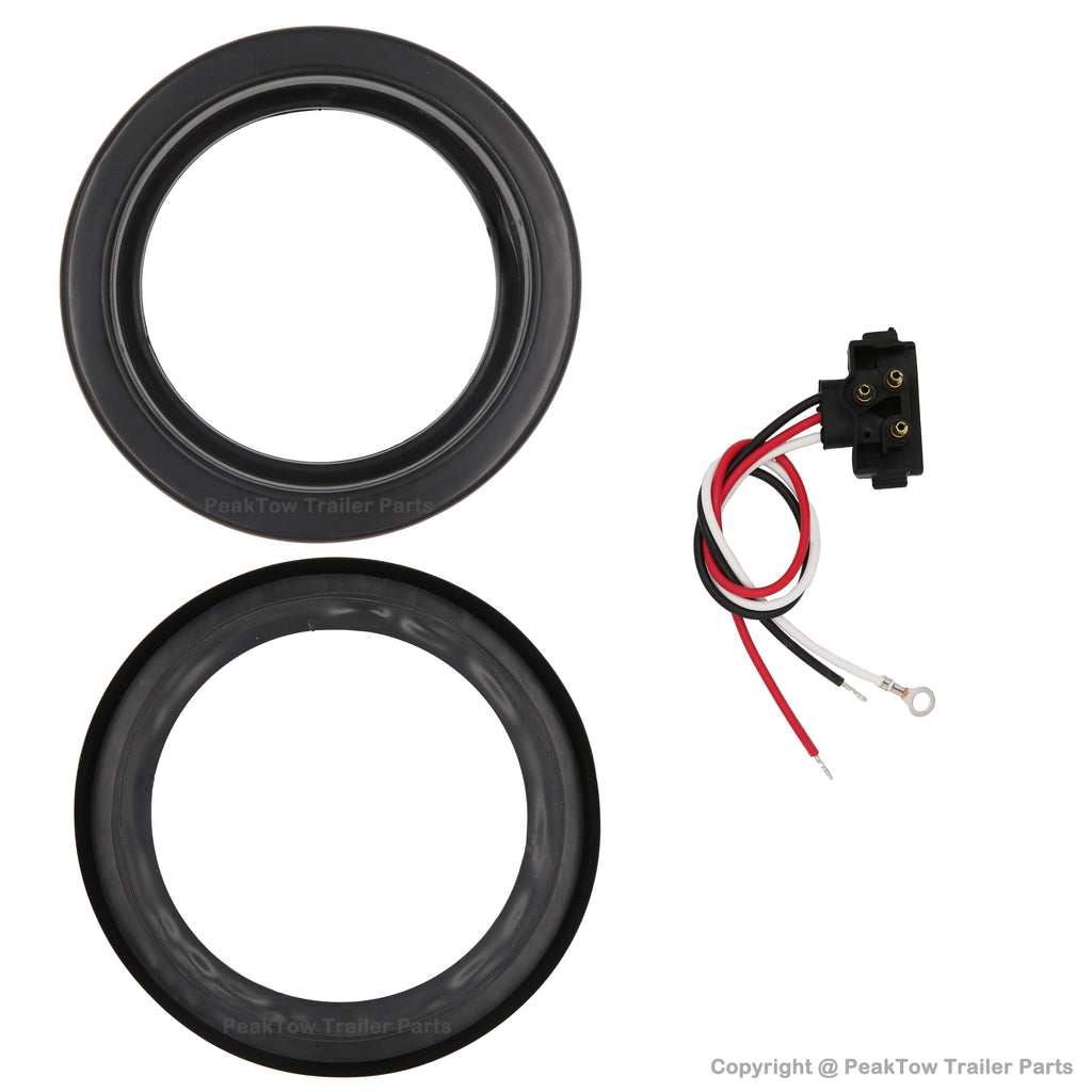 Feux de remorque round LED rouges 4" – submersibles, montage à anneau (caisse de 80 feux)