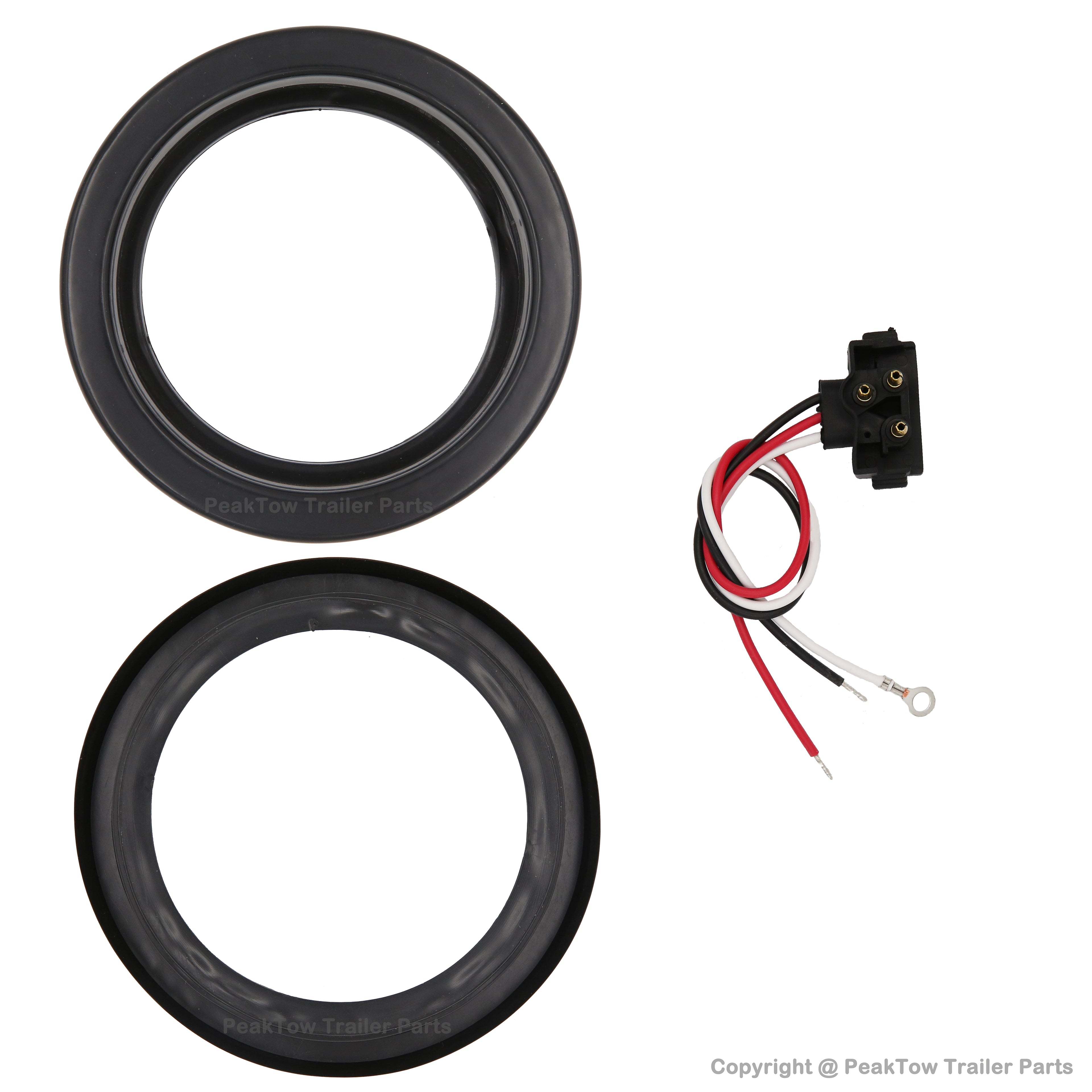 4" Red Round LED Trailer Lights – Submersible, Grommets Mount (Pair)