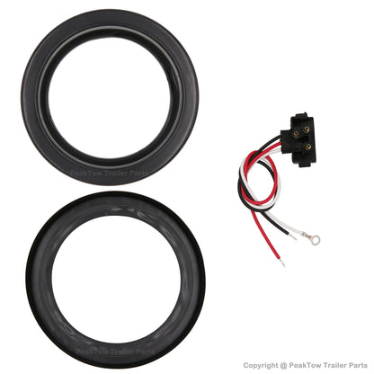 Feux stop/clignotants/arrière submersibles ronds à DEL rouges de 4 po PTL0401 avec œillets et bouchons - Lot de 80