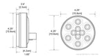 Feux de remorque round LED rouges 4" – submersibles, montage à anneau (caisse de 80 feux)