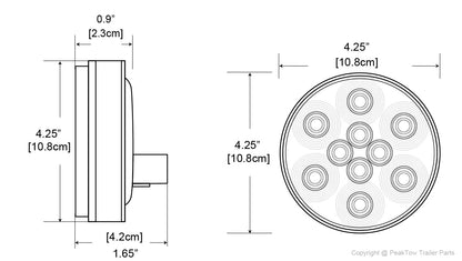 Feux stop/clignotants/arrière submersibles ronds à DEL rouges de 4 po PTL0401 avec œillets et bouchons - Lot de 80