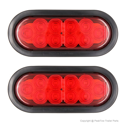 PTL0434 Caissons lumineux en acier pour camion remorque avec feu arrière ovale rouge à LED de 6 pouces et feux latéraux ronds rouges à LED de 2 pouces - Caisse de 6