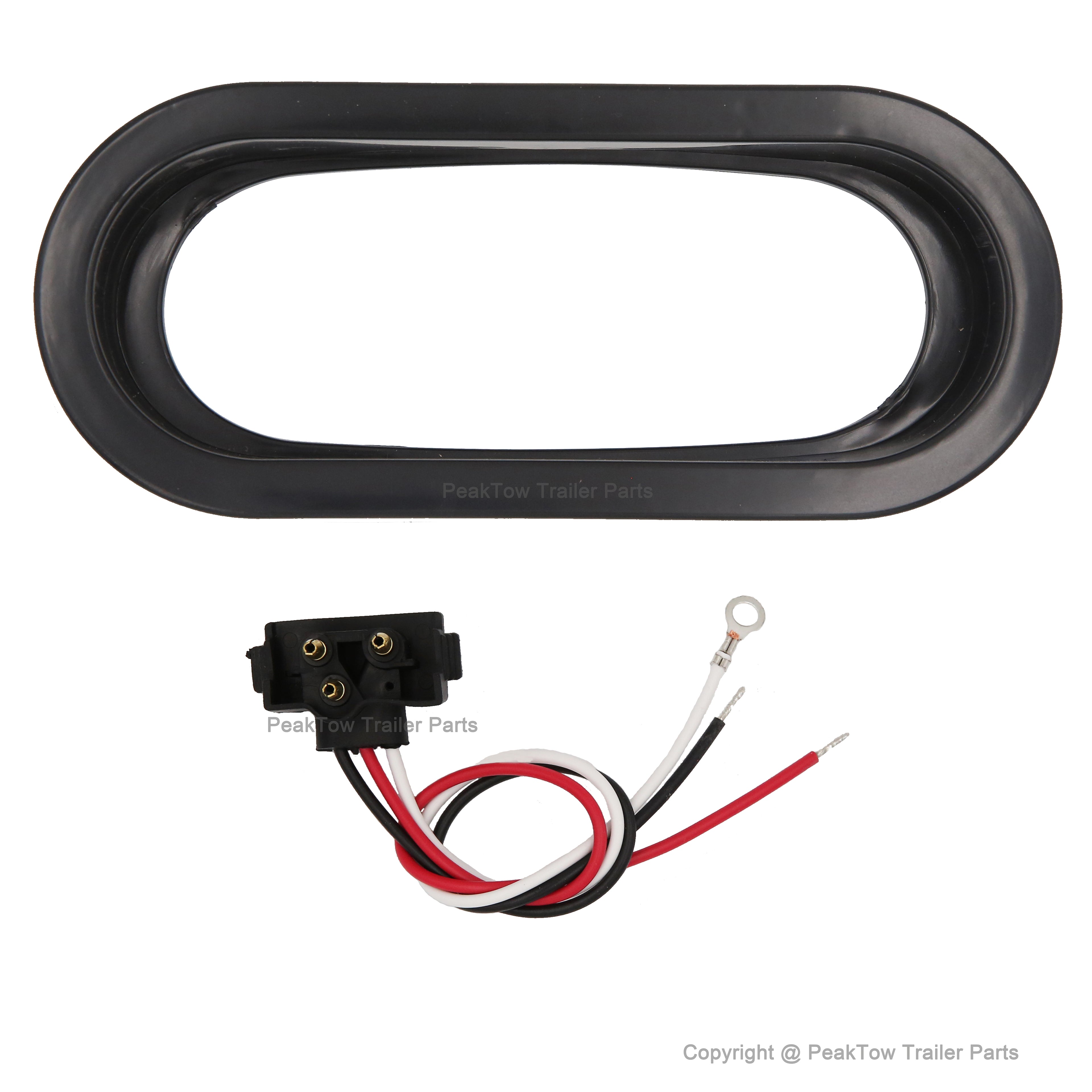 6" Red Oval LED Trailer Lights - Submersible Grommets Mount (Pair)