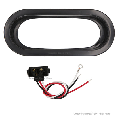 PTL0436 Oval 6 Inches Red LED Submersible Stop/Turn/Tail Trailer Truck RV Lights Including Grommets and Plugs - Case of 80