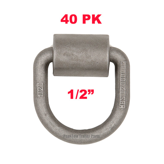 PTJ0322 Point d'arrimage d'ancrage à anneau en D forgé à souder à plat 1/2" pour remorque de camion - Caisse de 40 pièces