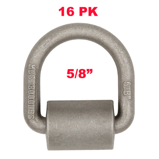 PTJ0323 Point d'arrimage d'ancrage à anneau en D forgé à souder à plat de 5/8" pour remorque de camion - Caisse de 16 pièces