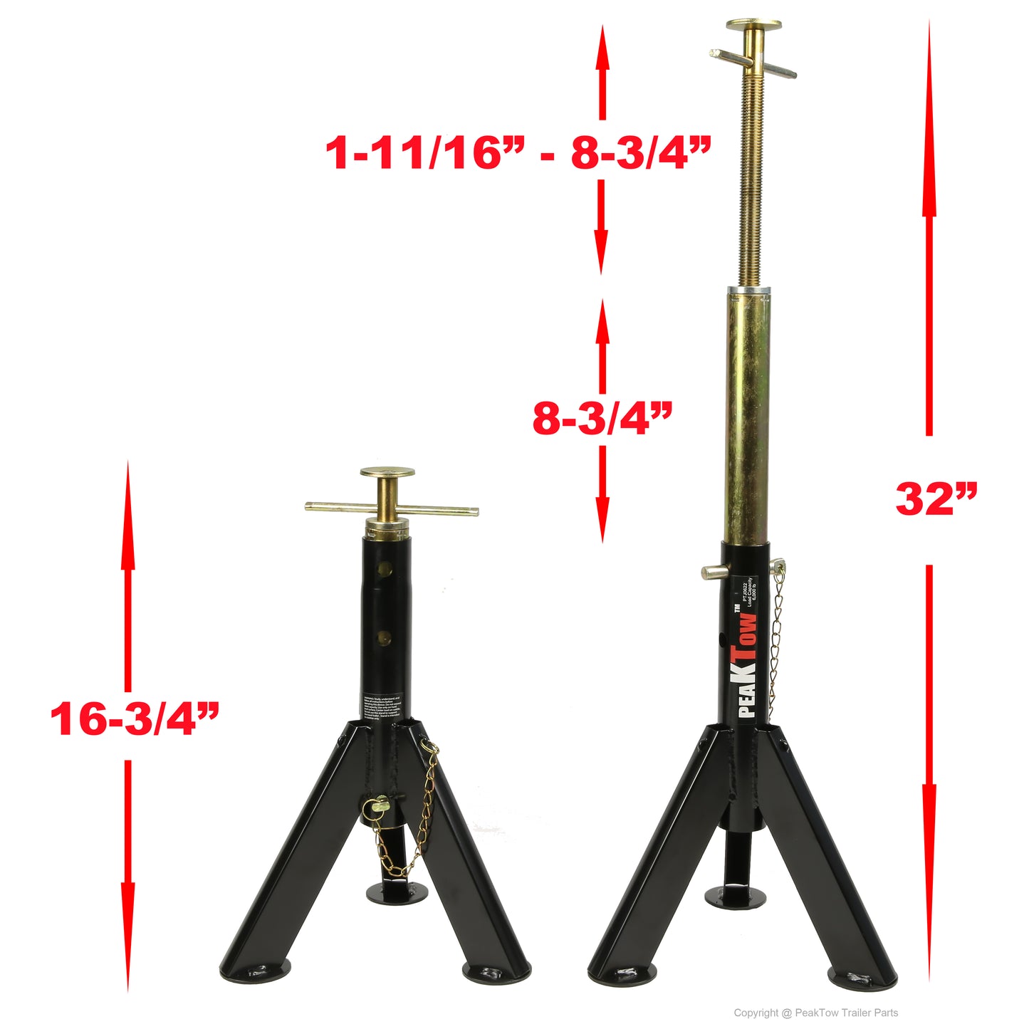 PTJ0622 Cric stabilisateur de camping-car pour remorque télescopique, capacité de charge de 6 000 lb - Caisse de 4