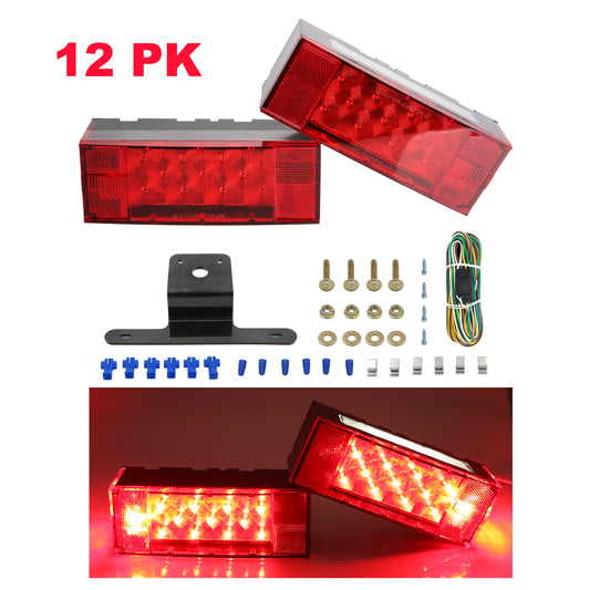 PTL0102 Kit d'éclairage de remorque LED submersible rectangulaire à profil bas de luxe 12 V, feux stop/clignotants/arrière - caisse de 12