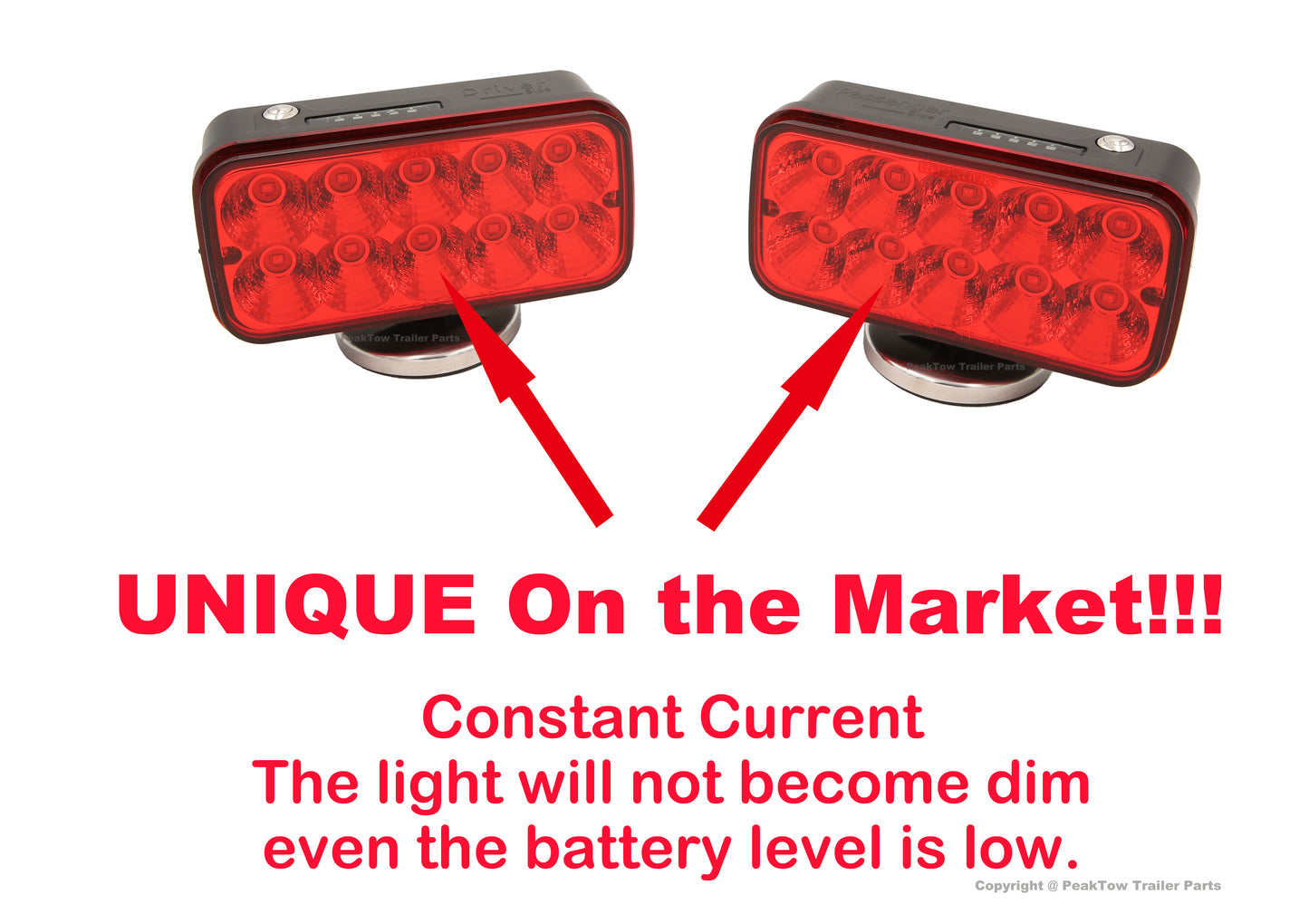 Lampe de remorquage sans fil LED PTL0104 avec batterie rechargeable, base magnétique puissante et étui militaire