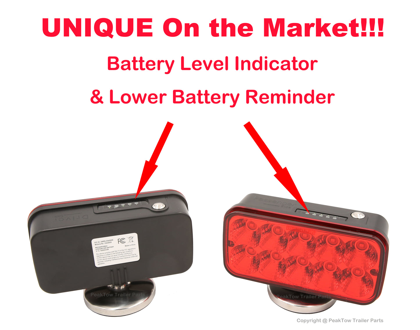 Lampe de remorquage sans fil LED PTL0104 avec batterie rechargeable, base magnétique puissante et étui militaire