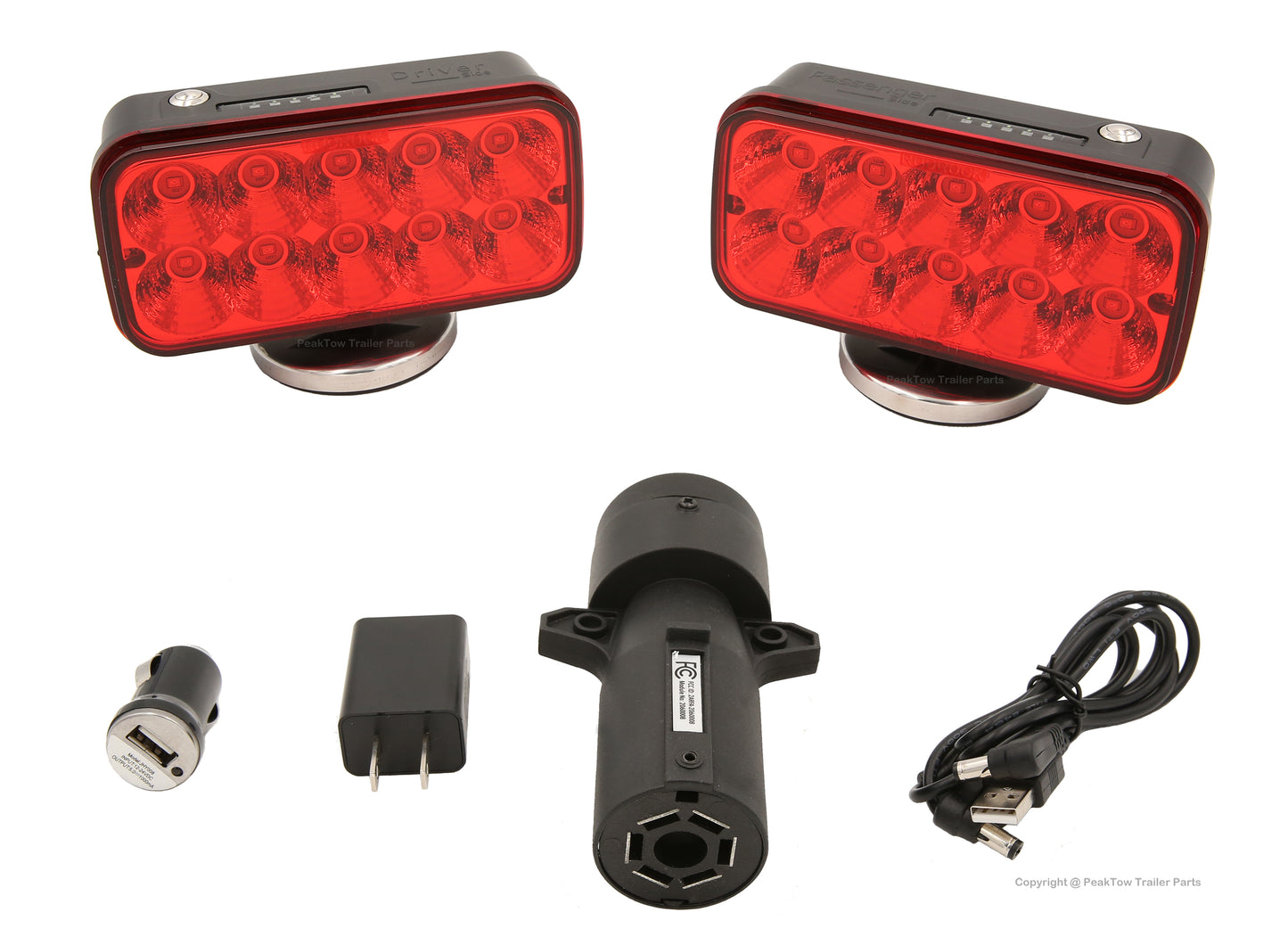 PTL0104 LED Wireless Tow Light With Rechargeable Battery, Strong Magnetic Base, and Military Case
