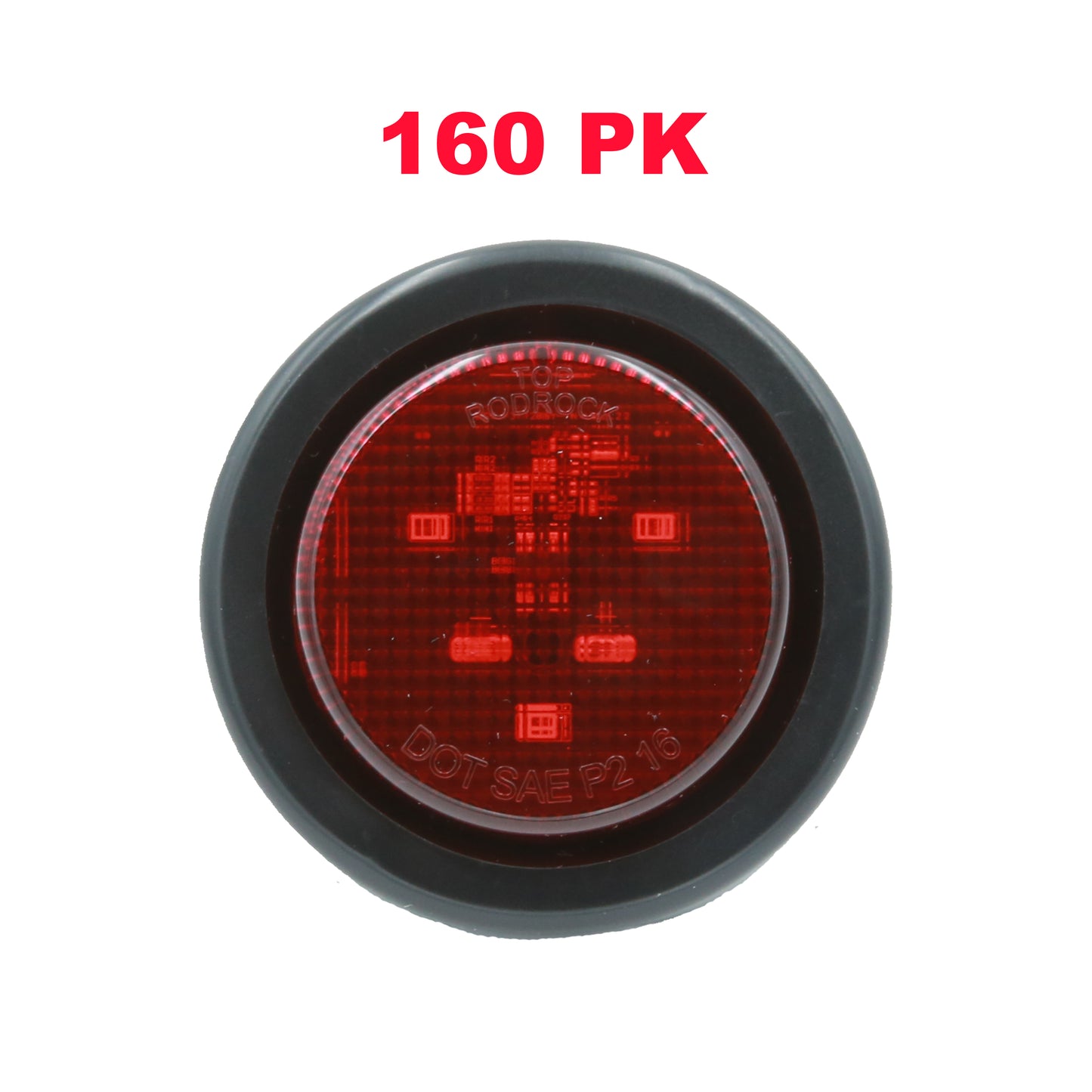 PTL0251 Round LED Red 2" 12V Submersible Clearance Marker Tail Brake Stop Lights For Car Truck Van Trailer RV Boat with Grommets and Plugs - case of 160