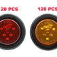 PTL0253 Round LED 2" 12V Submersible Clearance Marker Tail Brake Stop Lights For Car Truck Van Trailer RV Boat with Grommets and Plugs - case of 240 (120 Amber & 120 Red)