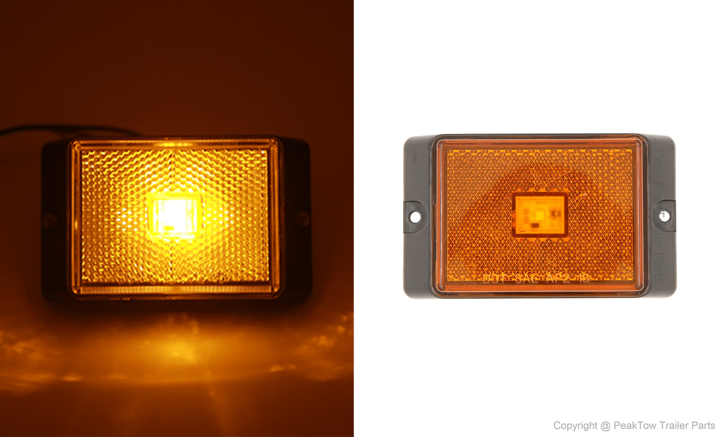 PTL0263 Feux de gabarit submersibles rectangulaires à LED ambre de 2 x 3 pouces avec réflexe - Caisse de 60
