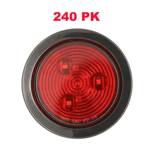 PTL0281 Round LED Red 2.5" Submersible Clearance Marker Lights with Grommets and Plugs - case of 240
