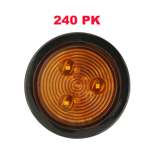 PTL0282 Round LED Amber 2.5" Submersible Clearance Marker Lights with Grommets and Plugs - Case of 240