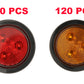 PTL0283 Round LED 2.5" Submersible Clearance Marker Lights With Grommets and Plugs - Case of 240 (120 Amber & 120 Red)