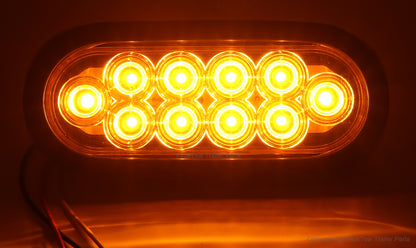 PTL0432 Oval 6 Inches Amber LED Submersible Stop/Turn/Tail Trailer Truck RV Lights Including Grommets and Plugs - Case of 80