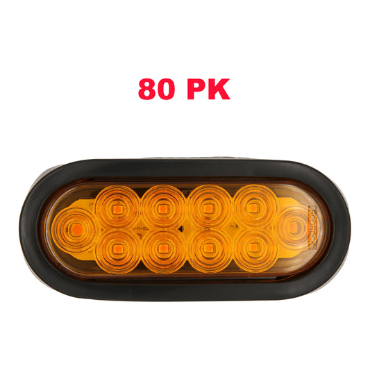 PTL0432 Ovale 6 pouces Ambre LED Submersible Stop/Tour/Queue Remorque Camion RV Lumières Comprenant Œillets et Bouchons - Caisse de 80