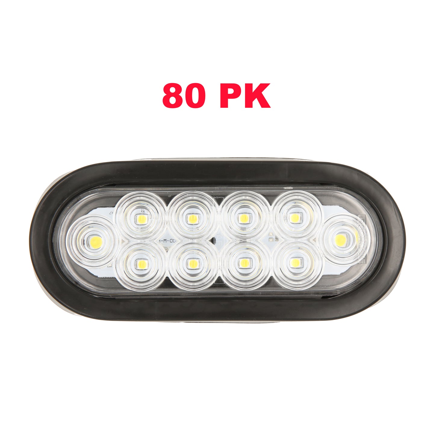 PTL0433 Lumières ovales de 6 pouces à LED blanches submersibles pour arrêt/virage/queue/marche arrière de camion de remorque, y compris œillets et bouchons - Caisse de 80