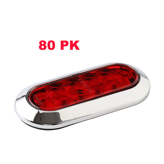 PTL0435 Ovale 6 pouces LED rouge submersible arrêt/virage/queue remorque camion RV lumières montage en surface - caisse de 80