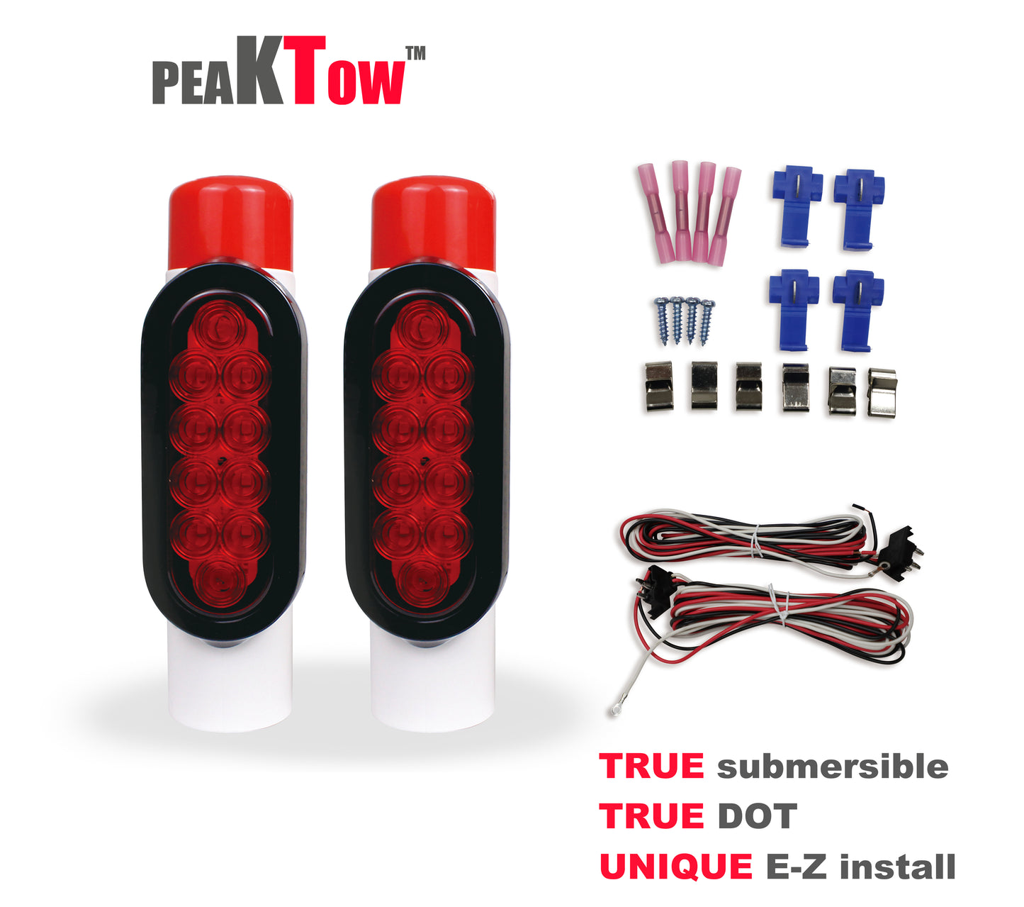 PTL0441 Ensemble de lumières de guidage de poteau de guidage pour remorque de bateau, installation DOT EZ submersible à LED - caisse de 10 paires