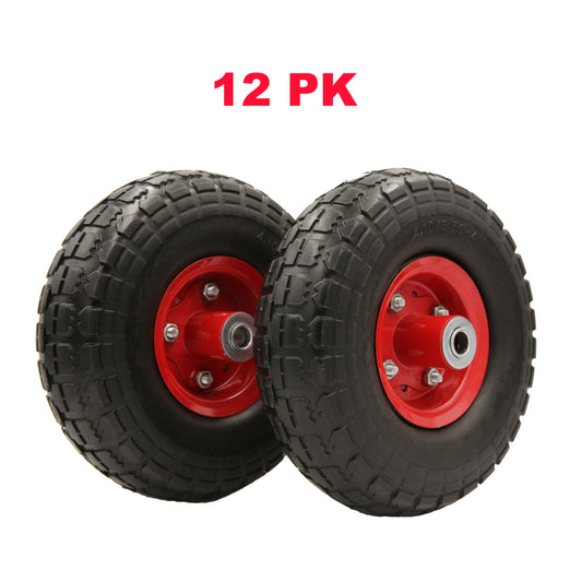 PTR0004 10 Inch Flat Free Solid 4.10/3.50-4" Tire on Wheel for Dolly Handtruck Cart - Case of 12