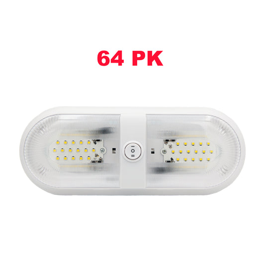 PTR0006 LED 12V RV Double Ceiling Dome Light With Switch for Camper Motorhome Boat - Case of 64