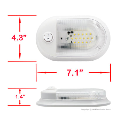 PTR0007 Plafonnier simple LED 12 V RV avec interrupteur pour camping-car, bateau - Caisse de 48