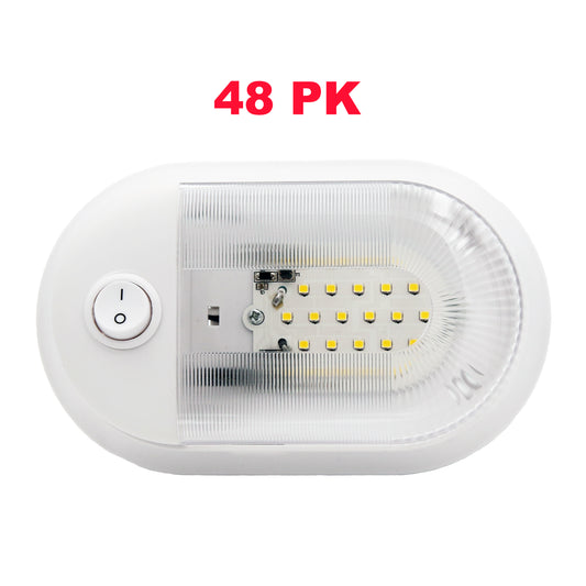 PTR0007 LED 12V RV Single Ceiling Dome Light With Switch for Camper Motorhome Boat - Case of 48
