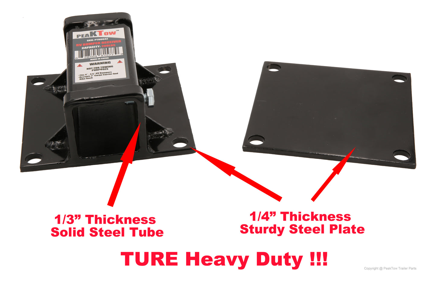 PTT0006 Deluxe 2 Inches RV Bumper Receiver Adapter for Bike Rack and Other Accessories - Case of 4
