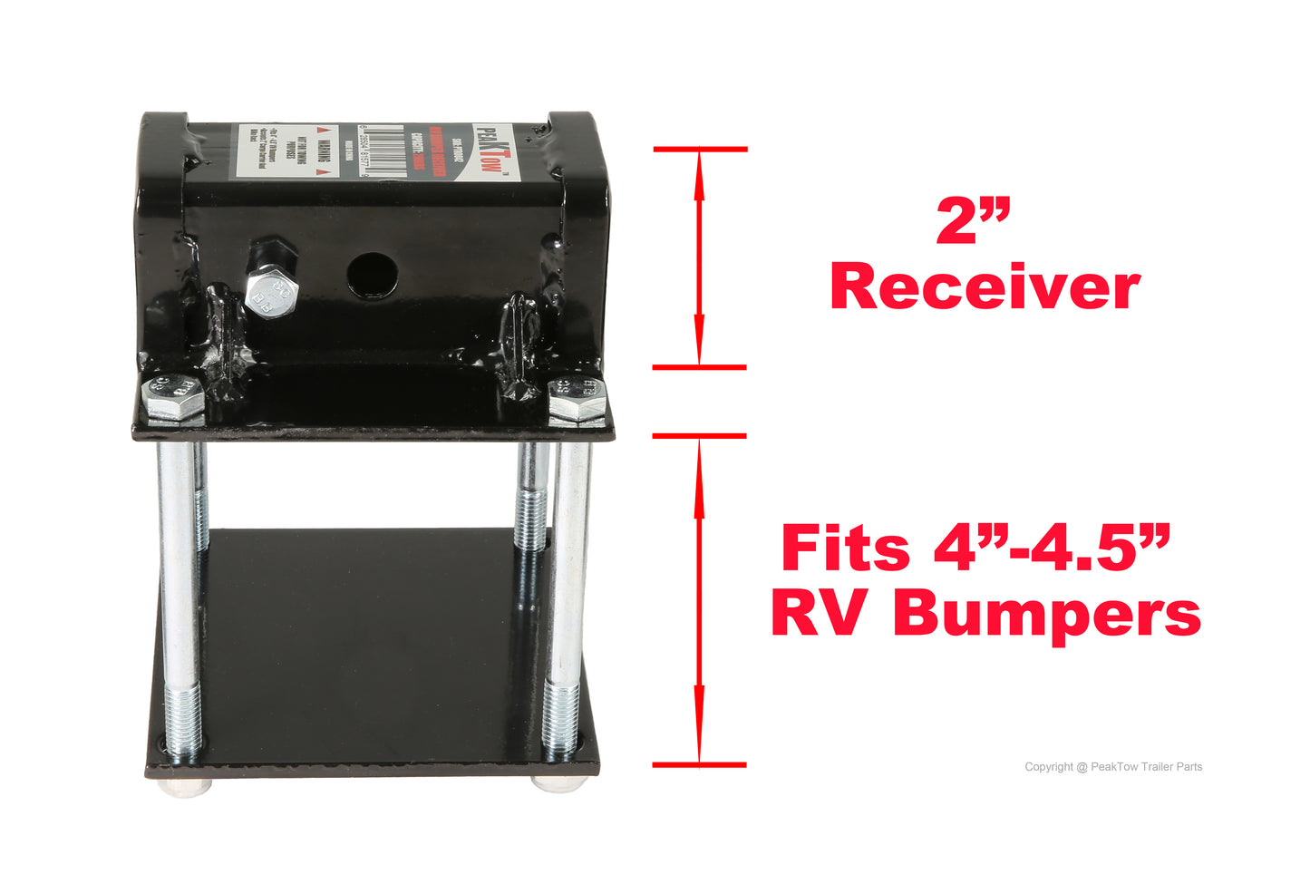 PTT0006 Deluxe 2 Inches RV Bumper Receiver Adapter for Bike Rack and Other Accessories - Case of 4