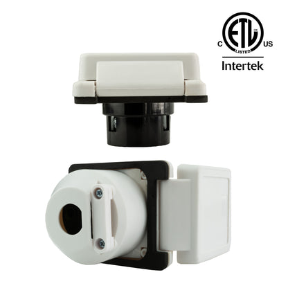 PTR0102 RV Power Inlet Marine Power Inlet 125V 30 AMP Power Plug Twist Lock Inlet with 3 Stainless Steel Pins and Screws, White, ETL & cETL Listed - case of 50