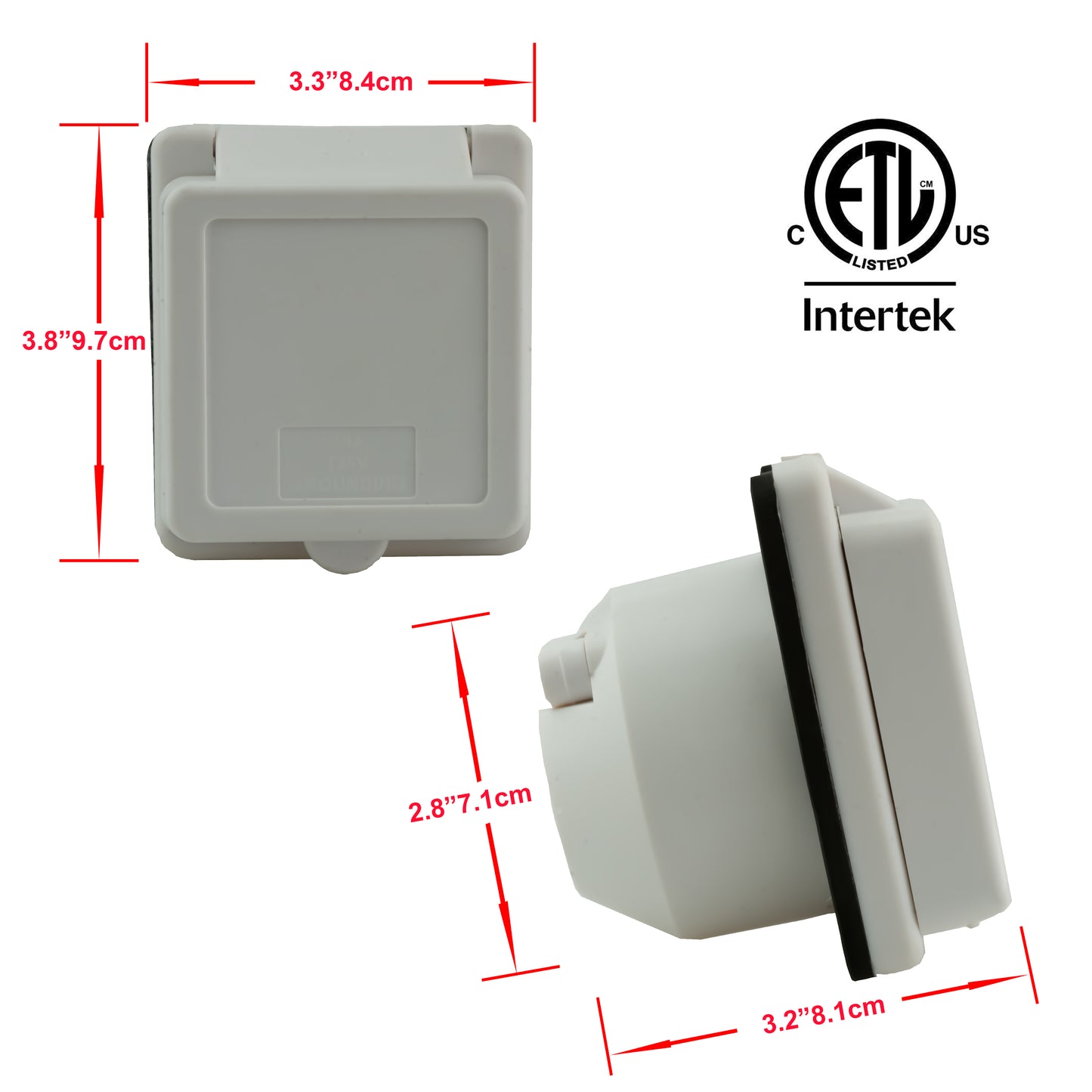 PTR0102 Prise d'alimentation pour camping-car, prise d'alimentation marine 125 V, 30 A, prise d'alimentation à verrouillage par torsion avec 3 broches et vis en acier inoxydable, blanc, homologué ETL et cETL – caisse de 50