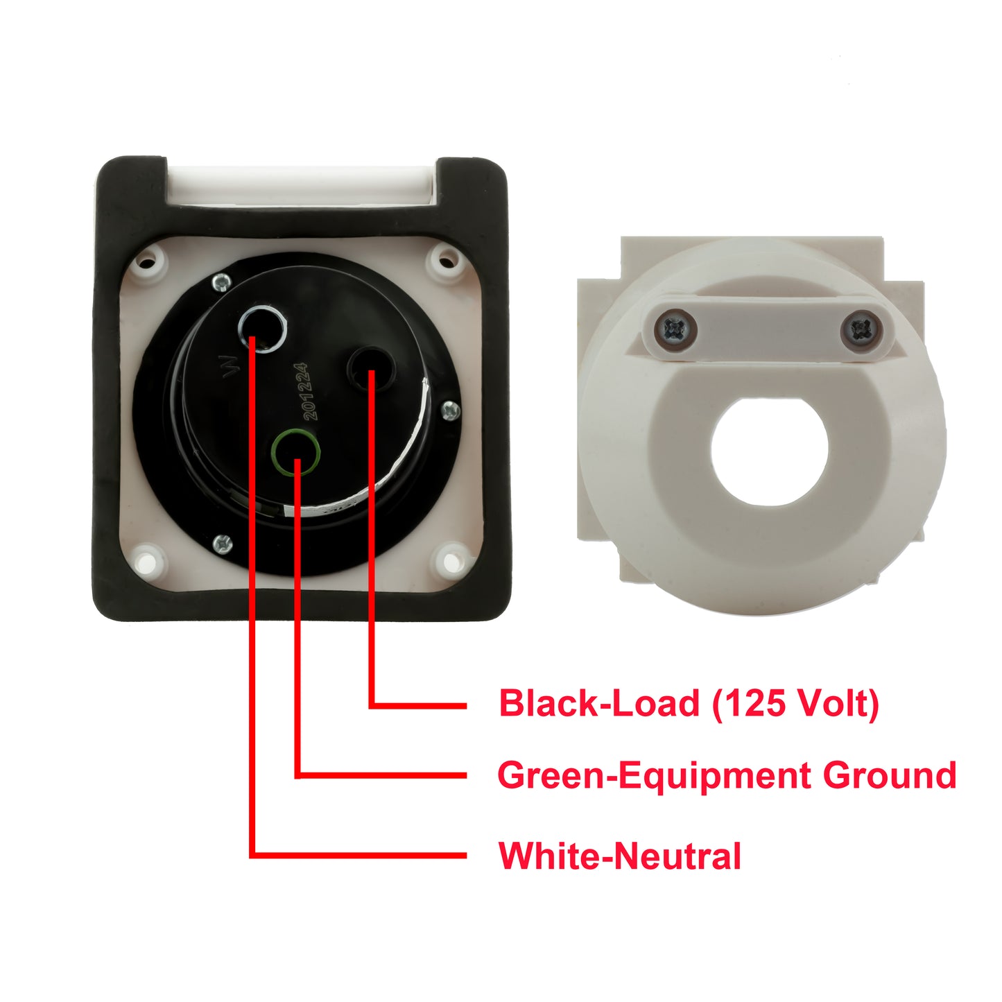 PTR0102 Prise d'alimentation pour camping-car, prise d'alimentation marine 125 V, 30 A, prise d'alimentation à verrouillage par torsion avec 3 broches et vis en acier inoxydable, blanc, homologué ETL et cETL – caisse de 50