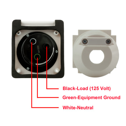 PTR0102 RV Power Inlet Marine Power Inlet 125V 30 AMP Power Plug Twist Lock Inlet with 3 Stainless Steel Pins and Screws, White, ETL & cETL Listed - case of 50