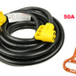 PTR0122 Rallonge pour camping-car de 50 pieds, 50 A, avec poignée, indicateur d'alimentation et organisateur de cordon