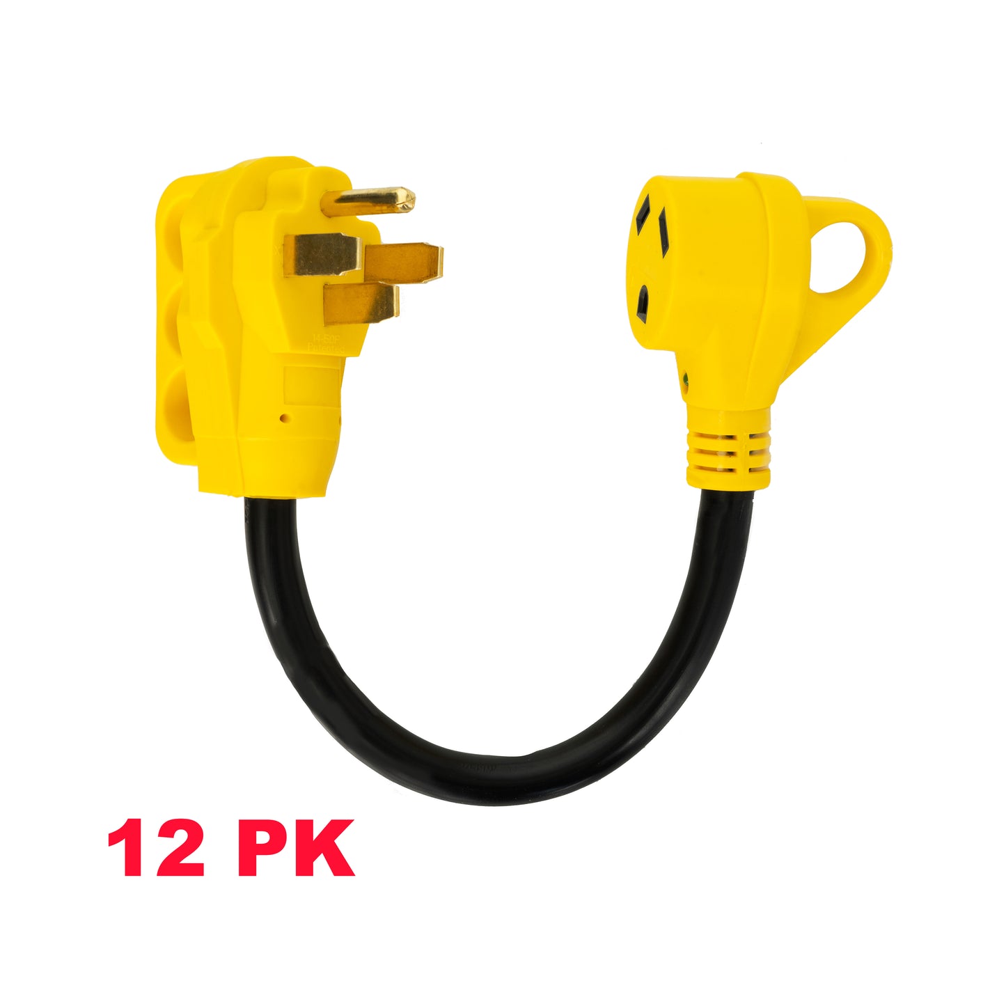 PTR0132 Adaptateur de prise d'alimentation électrique robuste pour camping-car Dogbone, convertisseur 50 A mâle vers 30 A femelle 125 V/3 750 W avec indicateur LED et poignée, 45,7 cm – Caisse de 12