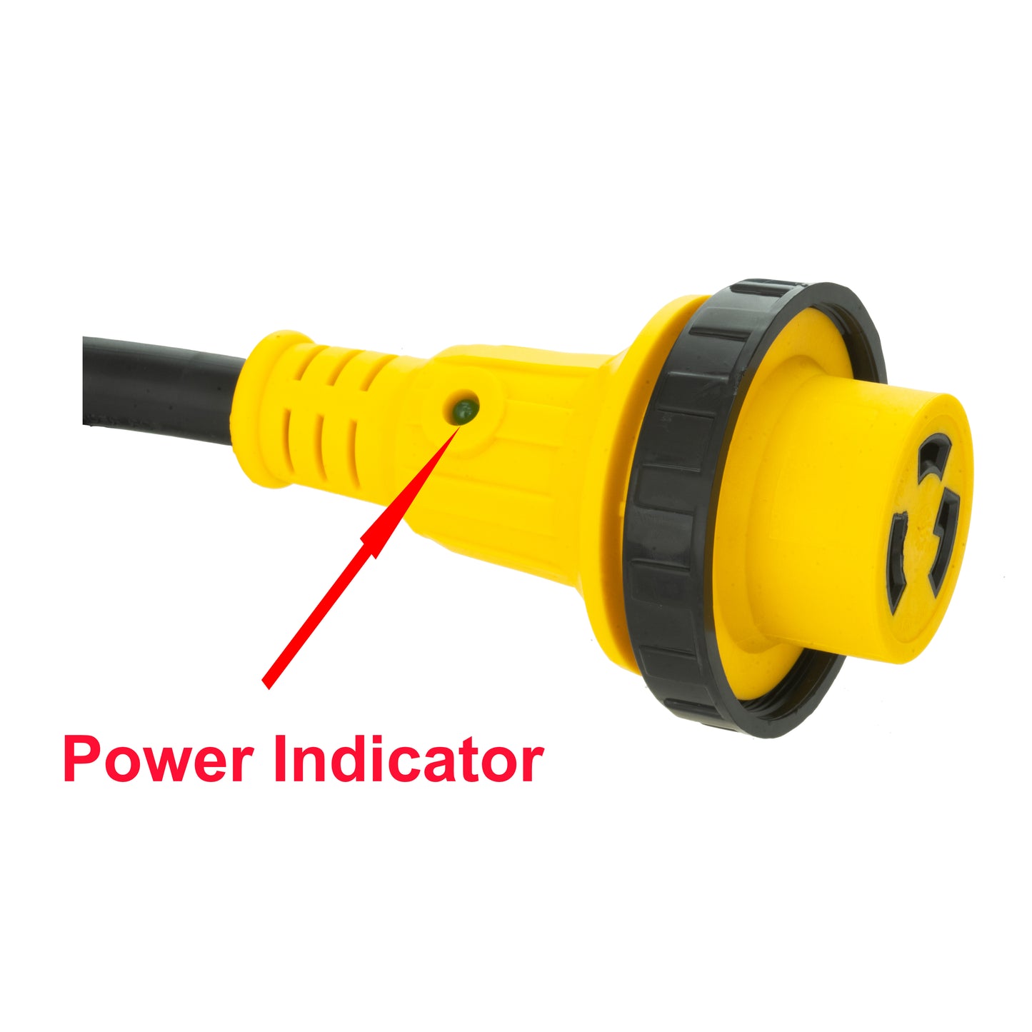PTR0133 Heavy Duty RV Dogbone Electrical Power Plug Adapter Converter 15 Amp Male to 30 Amp Female with Twist Lock and LED Indicator, 14 Inches - Case of 12