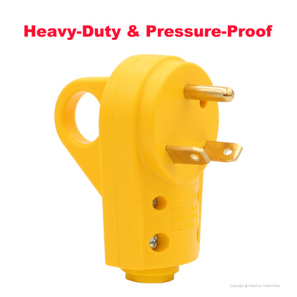 PTR0151 Heavy Duty 30Amp RV Replacement Male Plug Receptacle Adapter with Ergonomic Handle cETL Listed - Case of 100