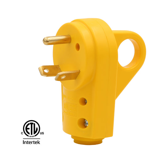 PTR0151 Heavy Duty 30Amp RV Replacement Male Plug Receptacle Adapter with Ergonomic Handle cETL Listed - Case of 100