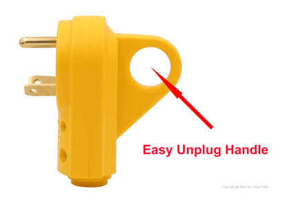 PTR0151 Heavy Duty 30Amp RV Replacement Male Plug Receptacle Adapter with Ergonomic Handle cETL Listed - Case of 100