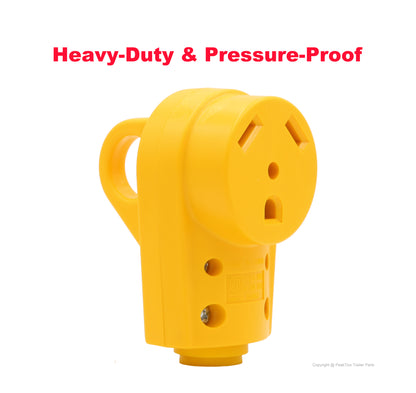 PTR0152 Heavy Duty 30Amp RV Replacement Female Plug Receptacle Adapter with Ergonomic Handle cETL Listed - Case of 100