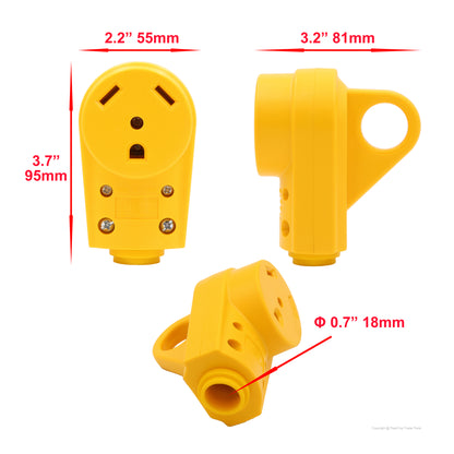 PTR0152 Heavy Duty 30Amp RV Replacement Female Plug Receptacle Adapter with Ergonomic Handle cETL Listed - Case of 100