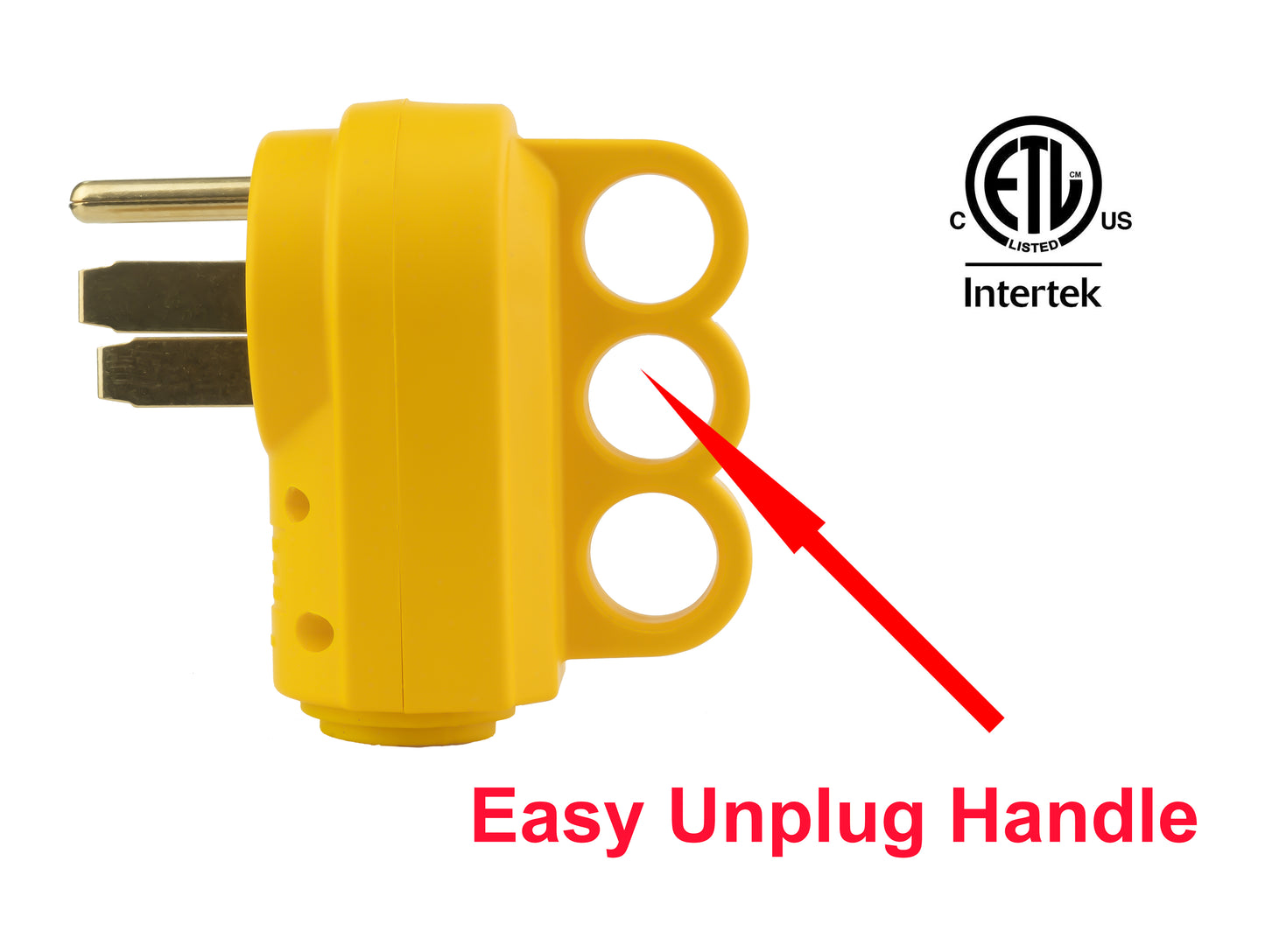 PTR0153 Heavy Duty 50Amp 125/250V RV Replacement Male Plug Receptacle Adapter with Ergonomic Handle ETL Listed 30PK