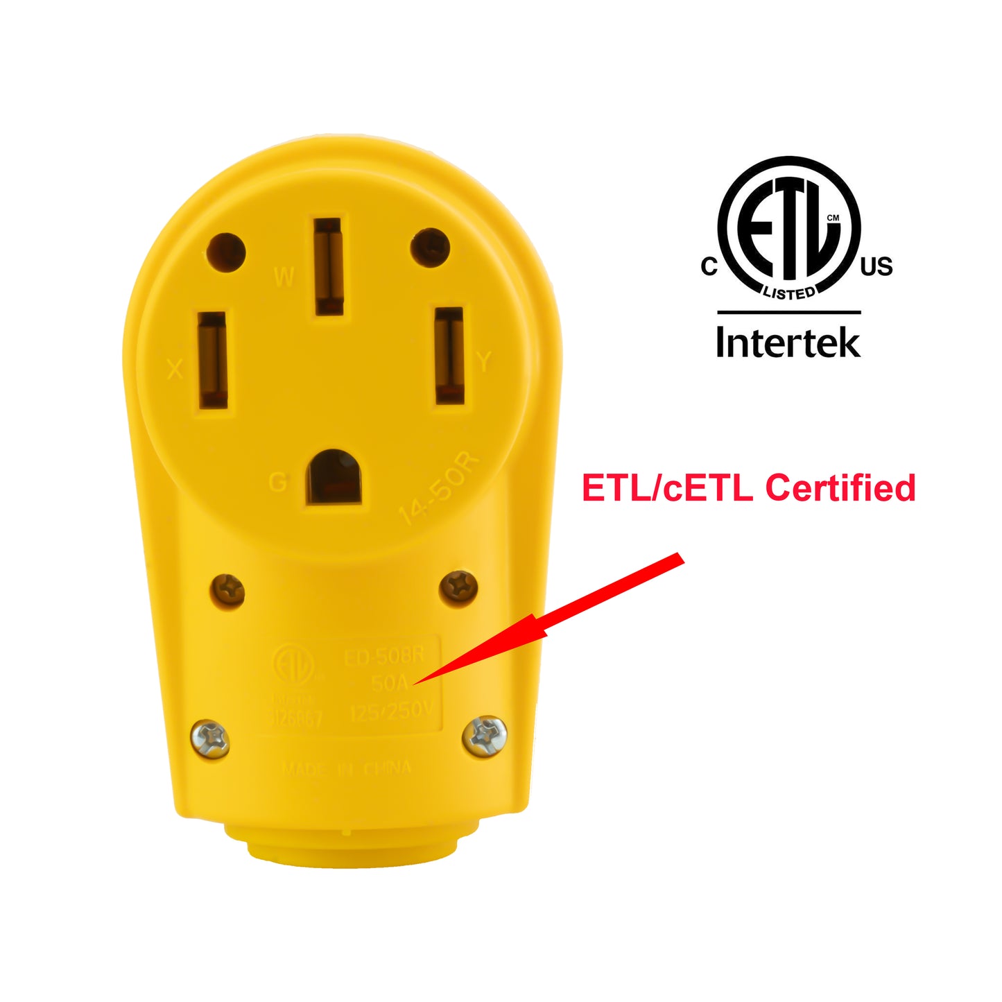PEAKTOW Wholesale PTR0154 Heavy Duty 50Amp 125/250V RV Replacement Female Plug Receptacle Adapter with Ergonomic Handle ETL Listed 30PK