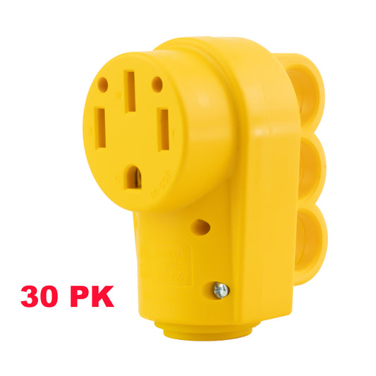 PEAKTOW Wholesale PTR0154 Heavy Duty 50Amp 125/250V RV Replacement Female Plug Receptacle Adapter with Ergonomic Handle ETL Listed 30PK