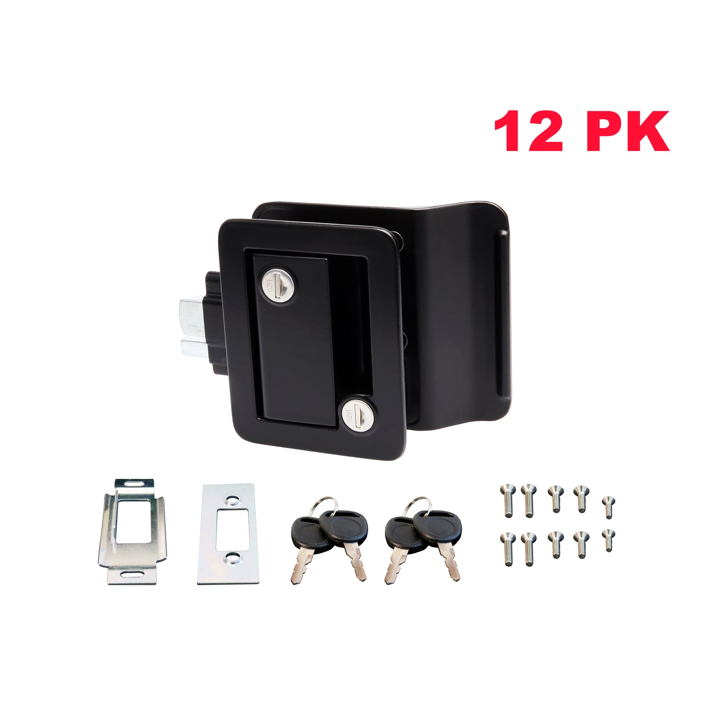 PTS0007 Heavy Duty Zinc Alloy RV Camper Trailer Motorhome Entry Door Lock with Paddle Deadbolt Four Keys Black - Case of 12