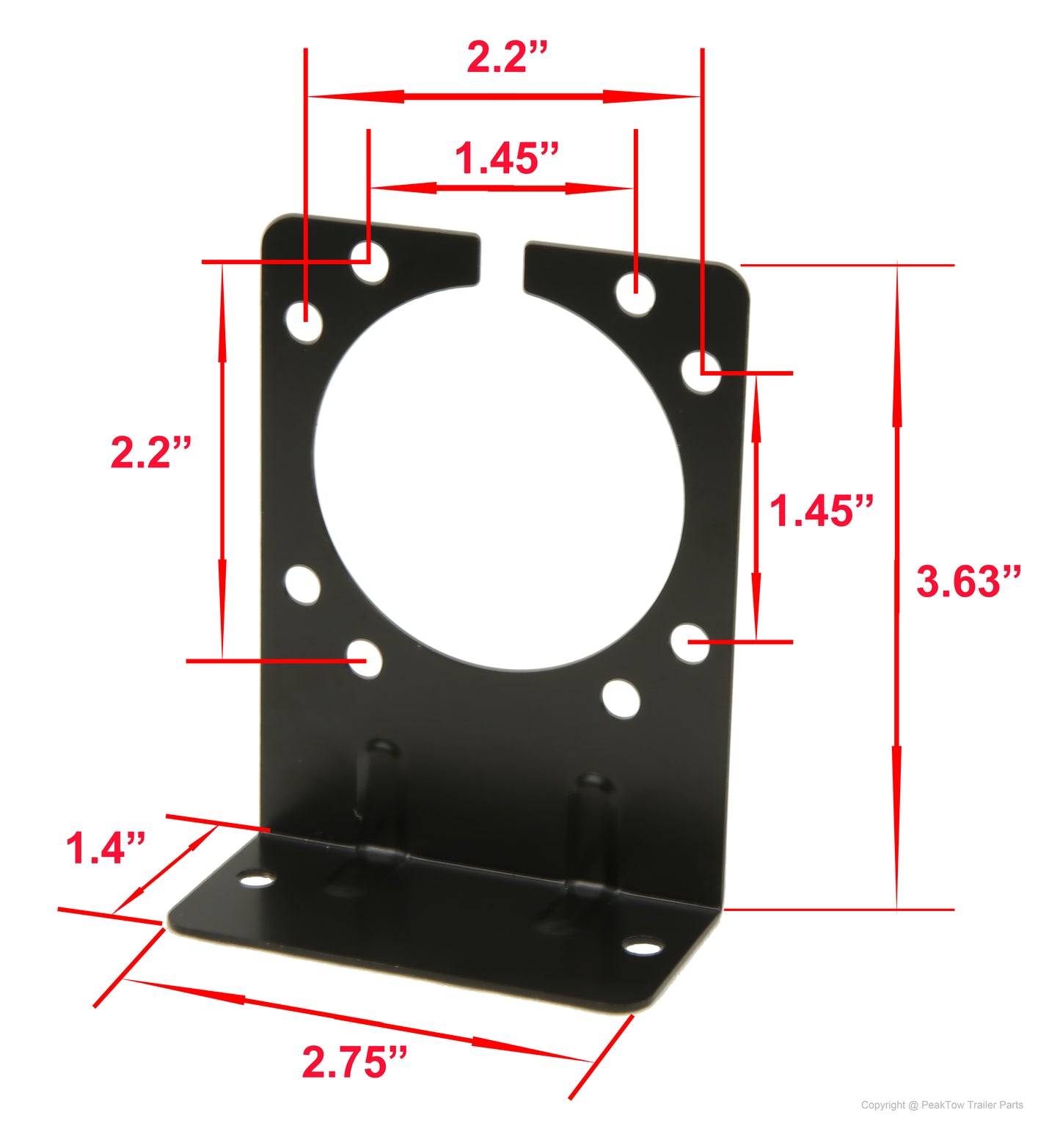 PTT0007 Connecteur adaptateur de prise de remorque RV 4 voies plat à lame ronde avec support de montage et matériel - Caisse de 30